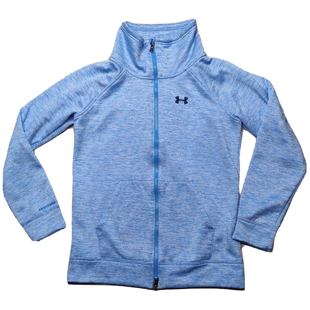 UNDER ARMOUR STORM COLDGEAR Women XS Blue Marl Loose Mock Neck Zip Up Jacket EUC